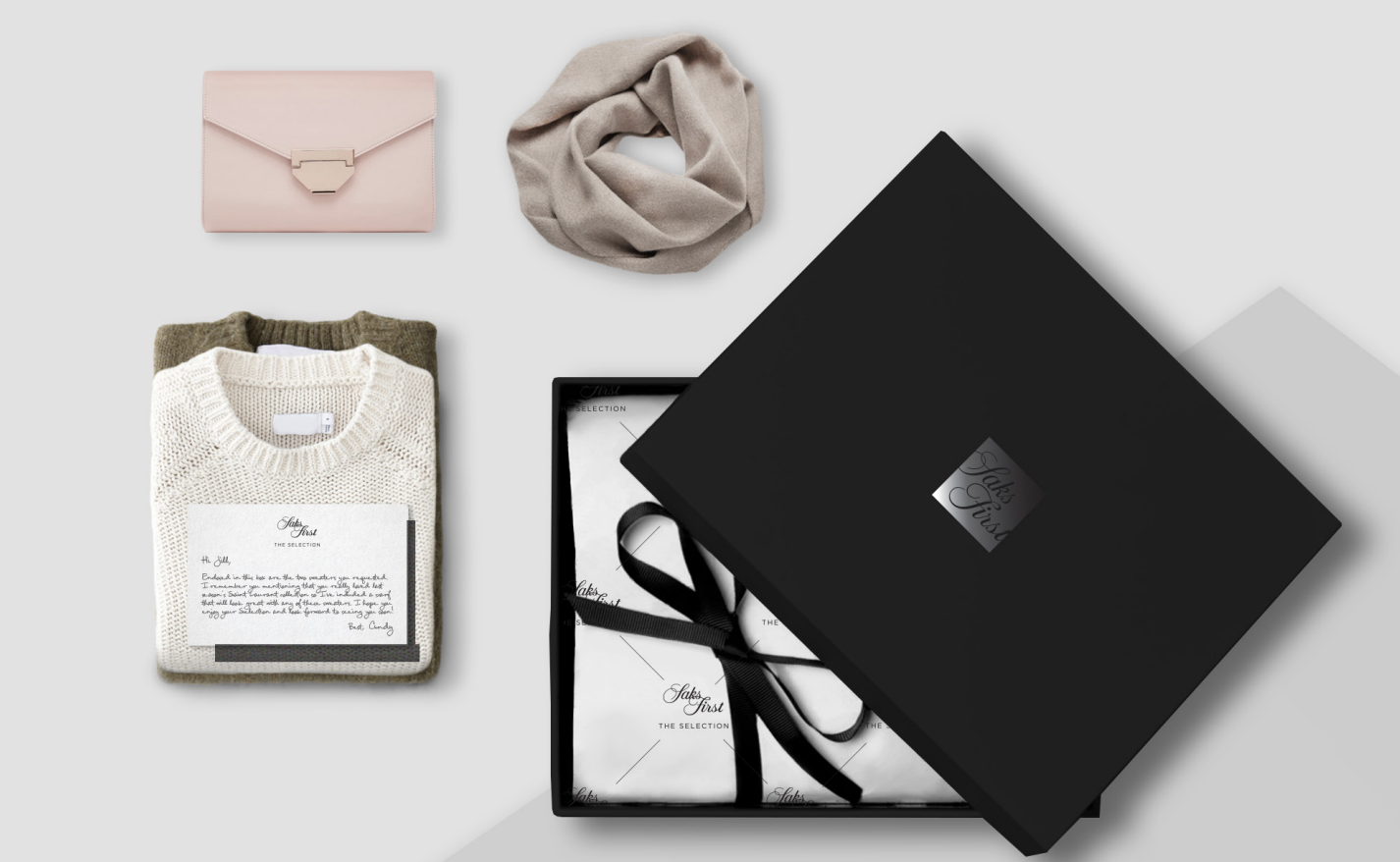 SaksFirst The Selection monthly curated shipment with handwritten note